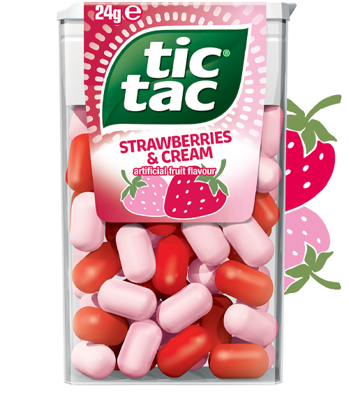 Tic Tac® Strawberries & Cream 24g pack shot