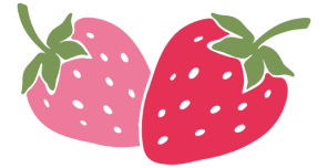 Cartoon fruit imagery of strawberries