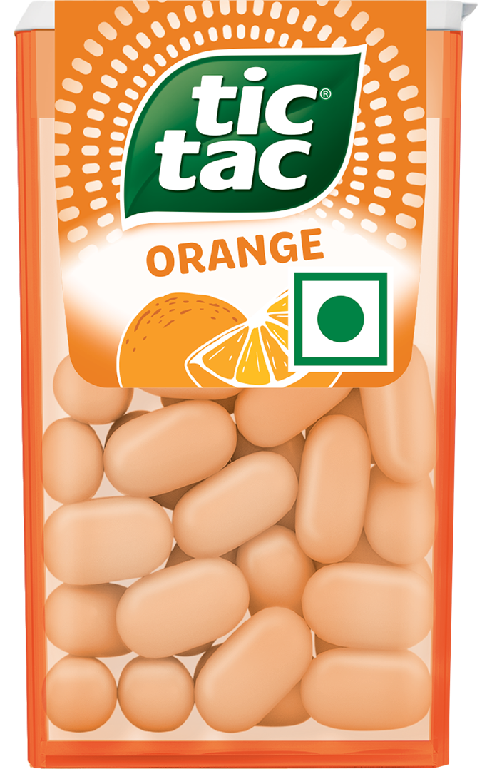 Tic Tac® Orange flavour pack with fresh burst of Orange flavor with every refreshing pill of Tic Tac® Orange